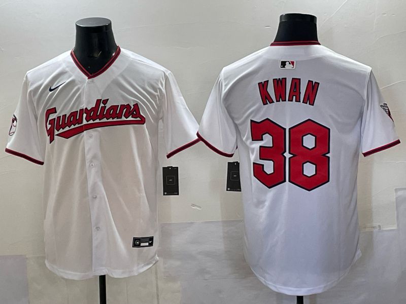 Men Cleveland Indians #38 Kwan White Nike MLB 2025 Jersey 01